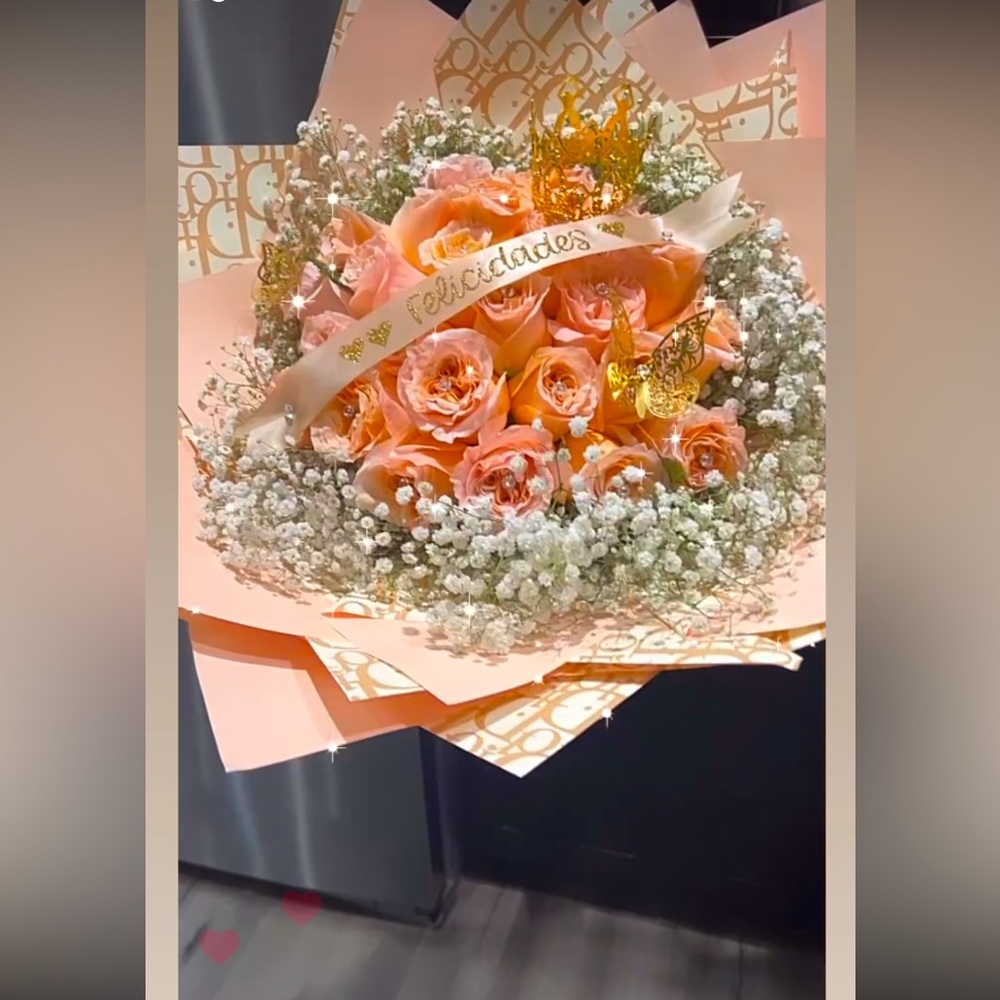 Korean floral wrapping paper 20 sheets per pack (Peach)